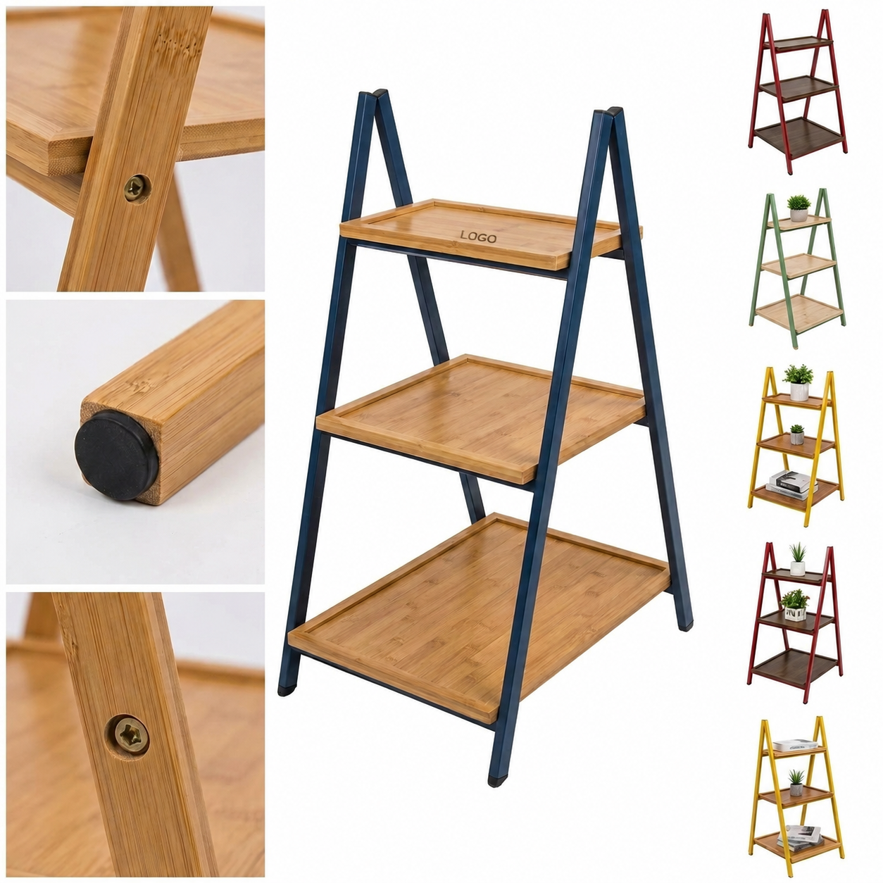 Collapsible 3-Tier Bamboo Utility Organizer for Outdoor Use