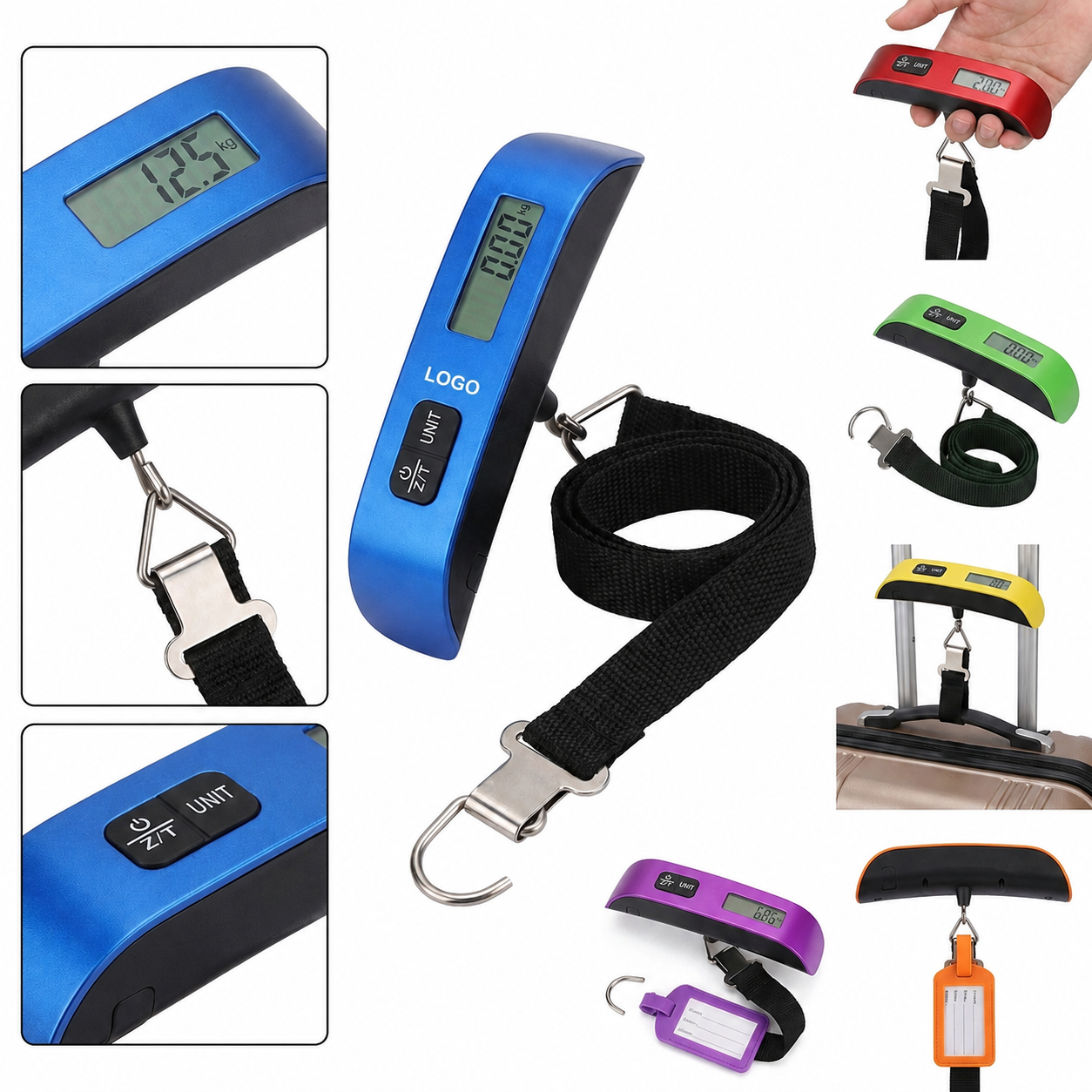 Multi-Tone Digital Luggage Scale with Adjustable Hook