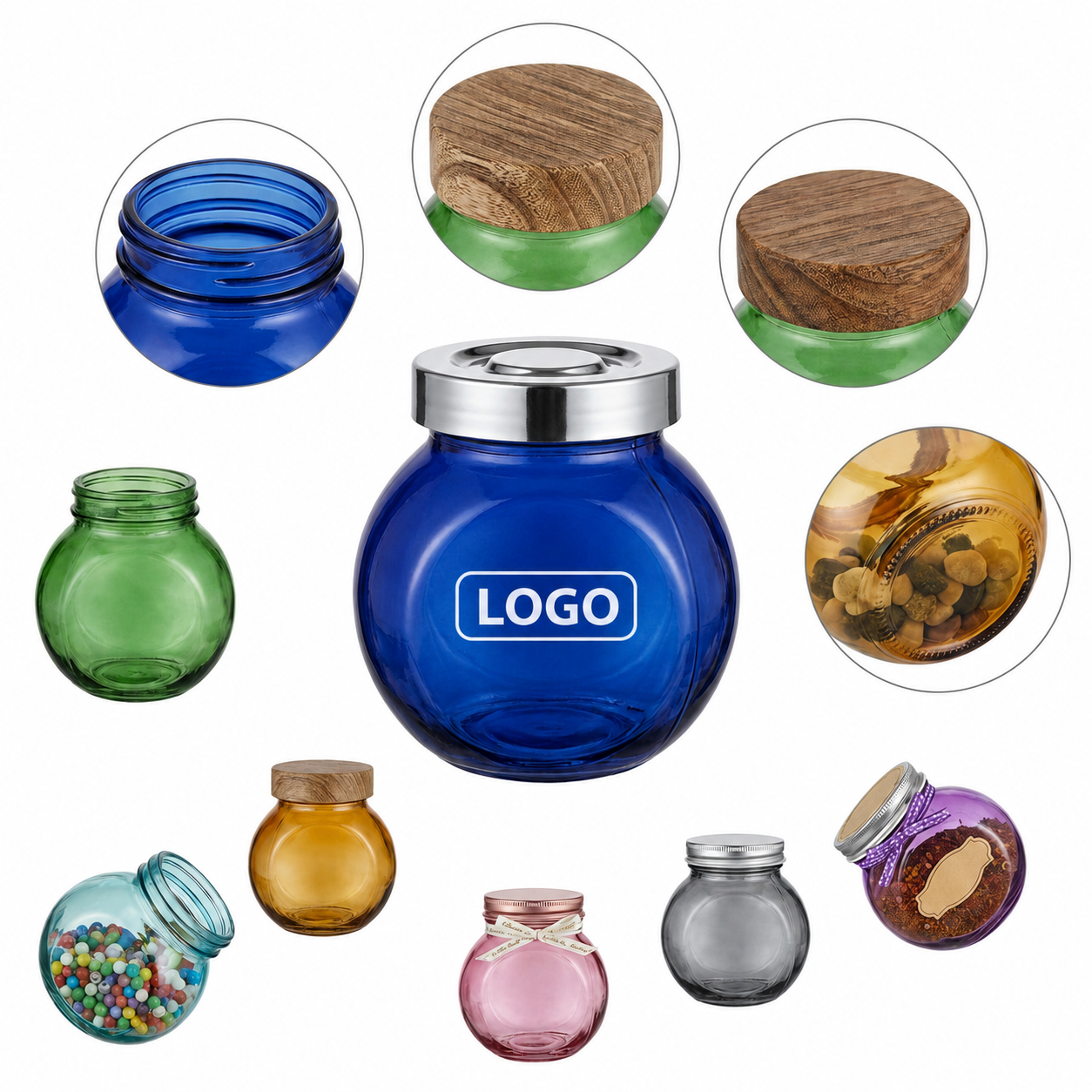 Rounded Bulb Storage Canister with Secure Lid