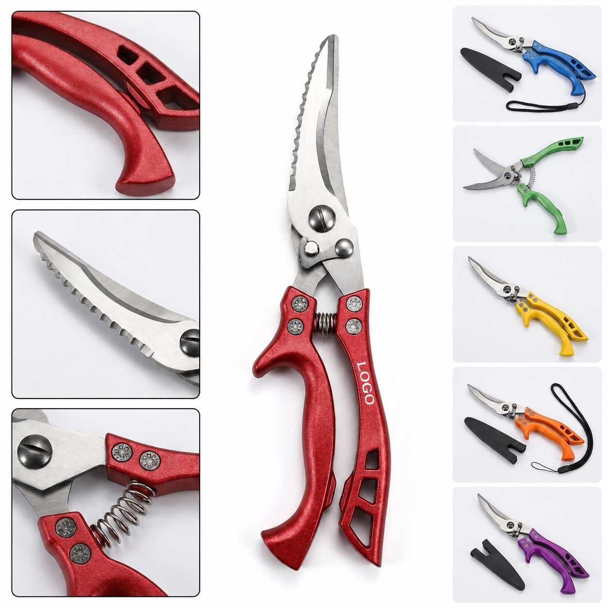 Ergonomic Aluminum Handle Poultry Shears with Secure Safety Latch