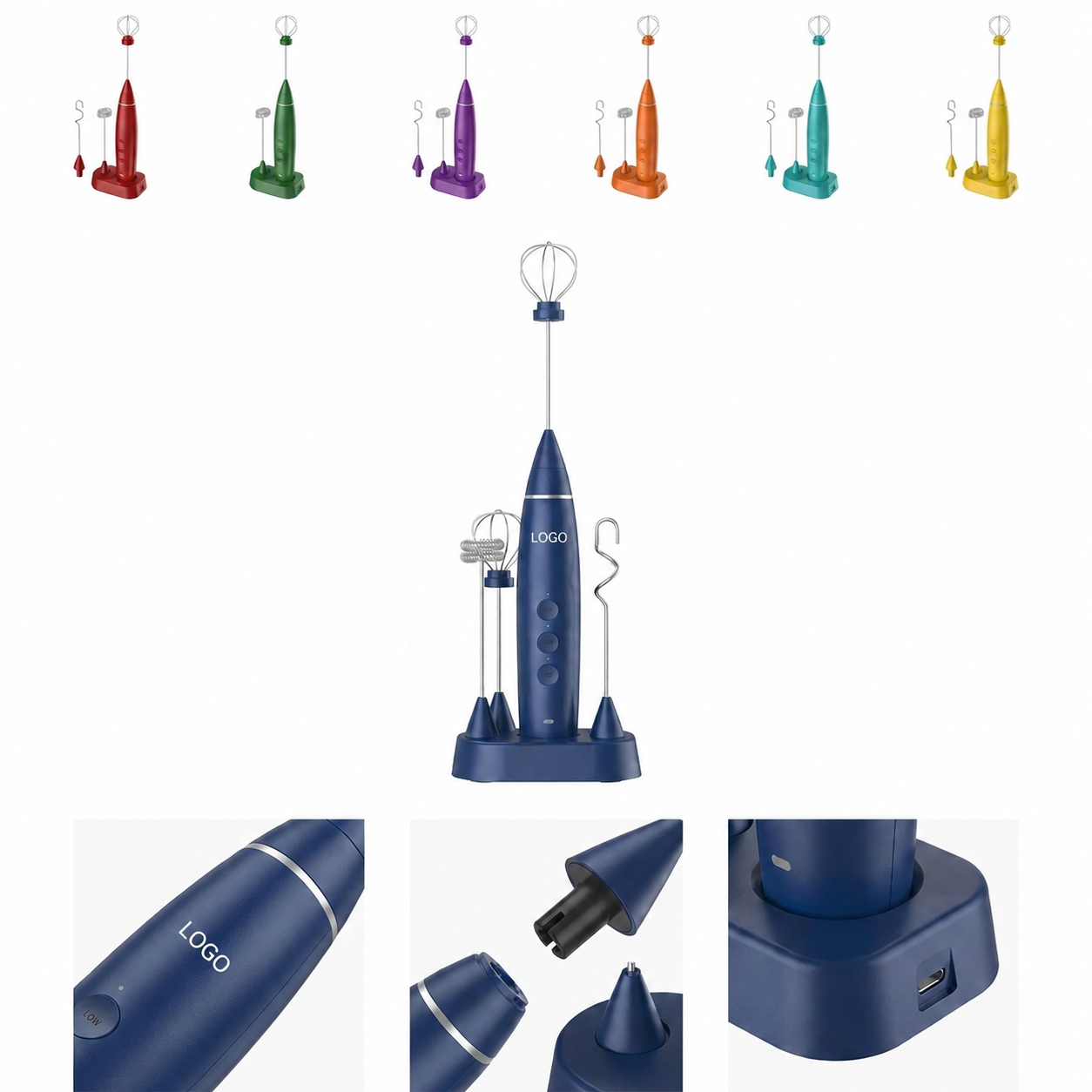 Multi-Functional Rechargeable Handheld Mixer with Storage Base