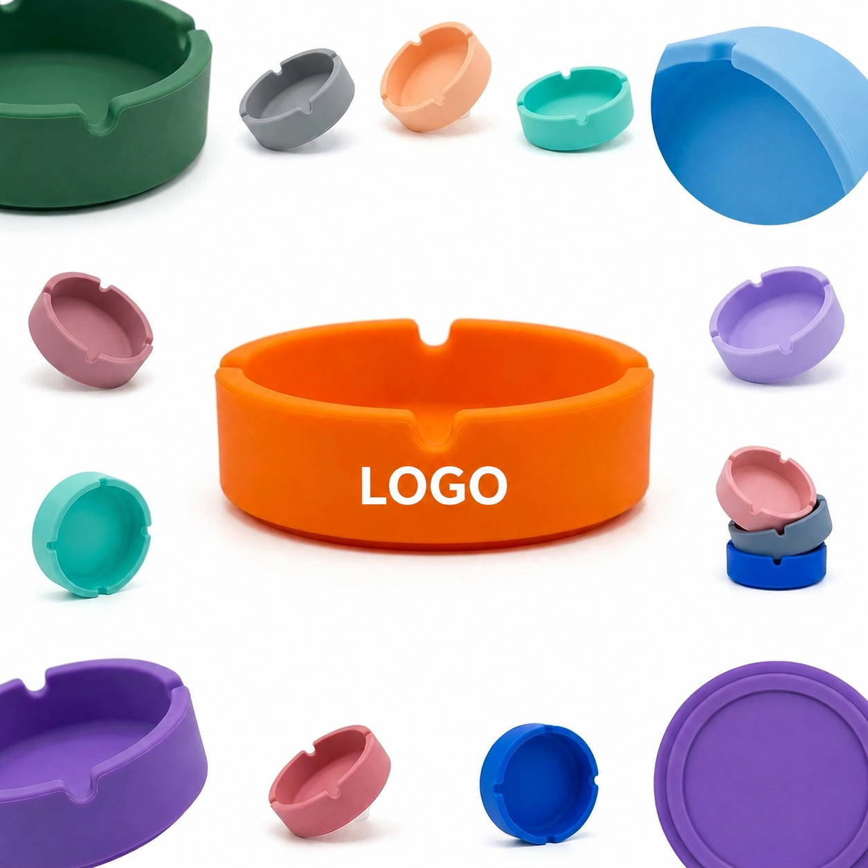 Flexible Heat-Resistant Silicone Ashtray with Multi-Color Options