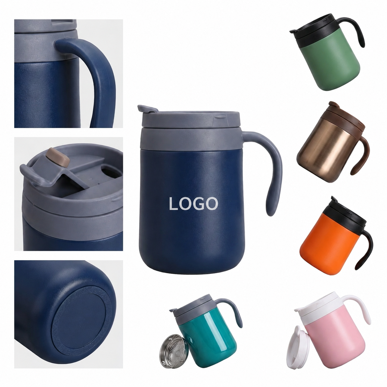 12 oz. Double-Wall Vacuum Insulated Stainless Steel Mug with Ergonomic Handle and Splash-Resistant Lid