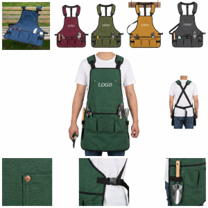 Rugged Canvas Utility Apron with Ergonomic Cross-Back Straps