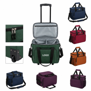 Insulated 6-Bottle Rolling Wine Carrier with Telescopic Handle