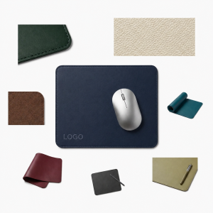 Faux Leather Desk Mat with Anti-Slip Base and Perimeter Stitching