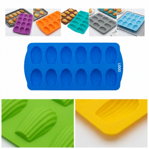 12-Cavity Shell-Shaped Silicone Madeleine Baking Tray