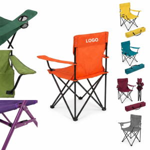 Portable Folding Outdoor Chair with Dual Integrated Cup Holders and Matching Carry Bag