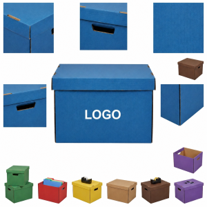 Vibrant Corrugated Folding File Organizers with Integrated Handles and Lids